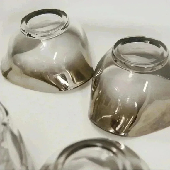 Vintage  Mid Century Modern MCM Metallic Silver Ombre Fade 5 Pc Glass Bowl Set - Picture 4 of 11
